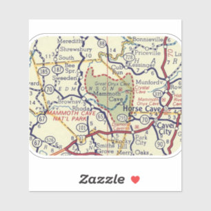 Sticker Carte Vintage Mammoth Cave NP