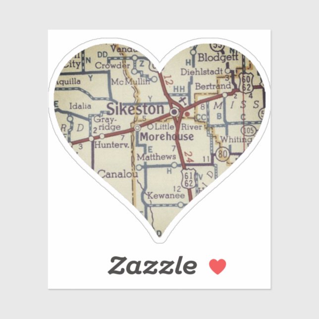 Sticker Carte vintage Sikeston (Feuille)