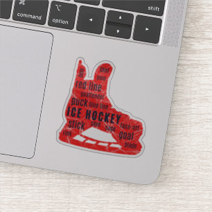 Sticker Carton de hockey sur glace - patins rouges avec mo