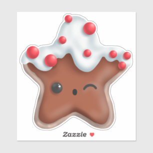 Sticker Carton de Noël mignon   Cookie étoile