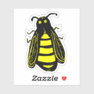 Sticker Carton mignon Abeille de miel jaune et noir