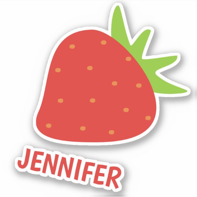 Sticker Carton mignon aux fraises - Enfants personnalisés (Devant)