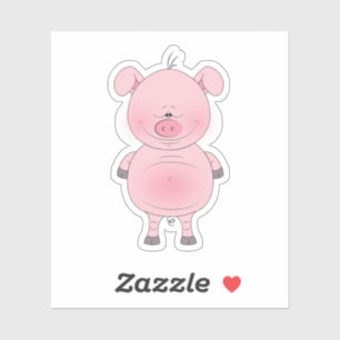Sticker Cartoon de porc rose gai