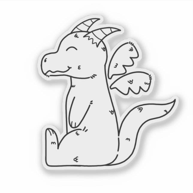 Sticker Cartoon Dragon Line Art à deux dimensions (Devant)