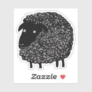Sticker Cartoon en mouton noir laineux