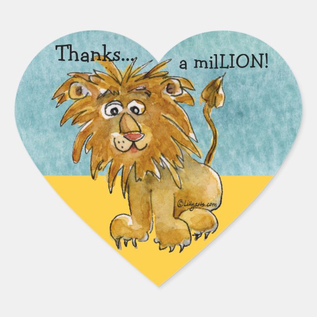 Sticker Cartoon Lion Heart Merci (Devant)