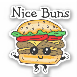 Sticker Cartoon Nice Buns Cheeseburger 