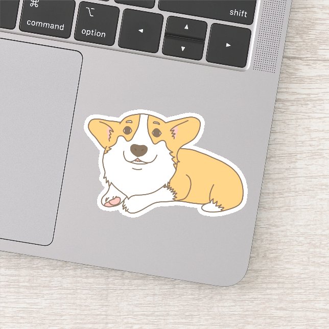 Sticker Cartoon Welsh Corgi Avec Un Visage Doux (Détail)