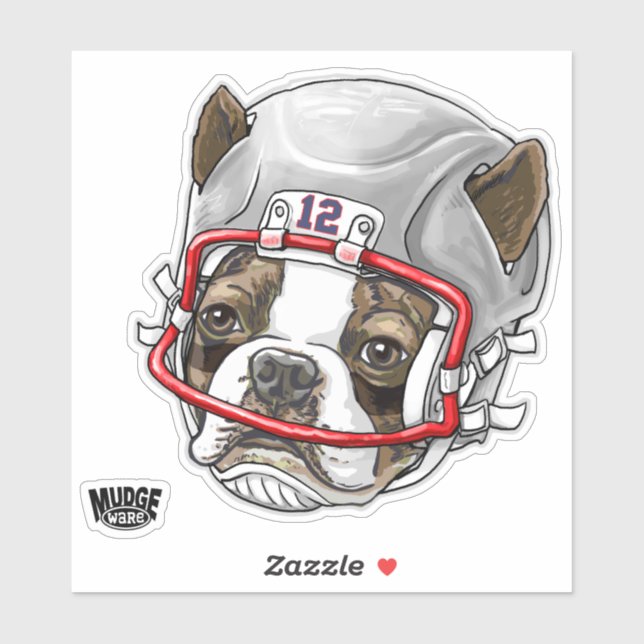 Sticker Casque de football Boston Terrier 12 (Feuille)