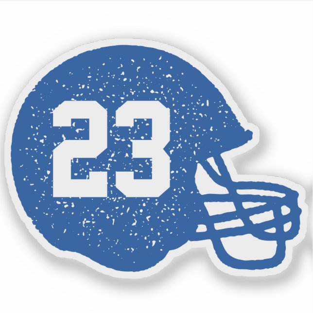 Sticker Casque de football numéro personnalisé bleu blanc (Devant)