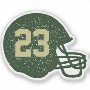 Sticker Casque de football numéro personnalisé vert et or