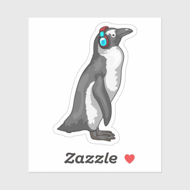 Sticker Casque de musique Penguin (Feuille)