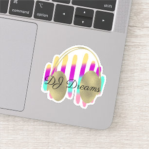 Sticker Casques DJ Sound Waves Musique