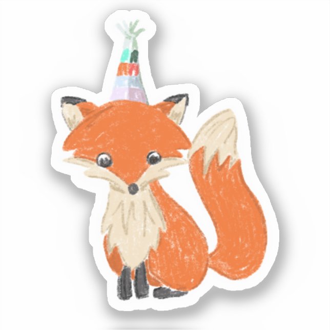 Sticker Casquette de la fête Cute Fox Woodland Anniversair (Recto)