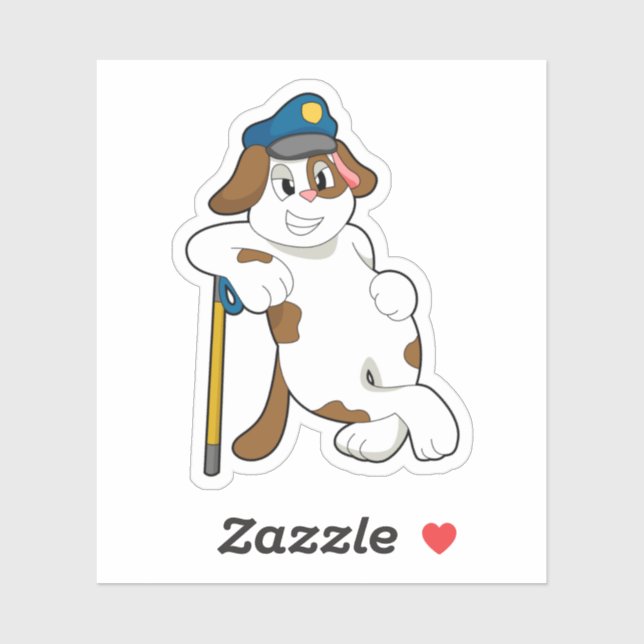 Sticker Casquette de police de chien (Feuille)