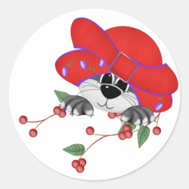Sticker Casquette rouge Kitty (Devant)