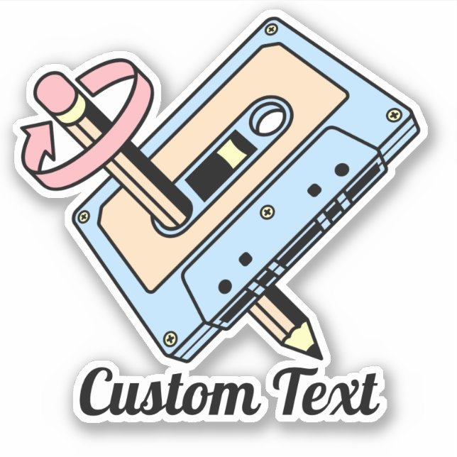 Sticker Cassette audio avec crayon (Devant)