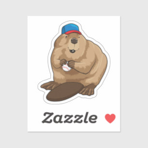 Sticker Castor au baseball avec baseball