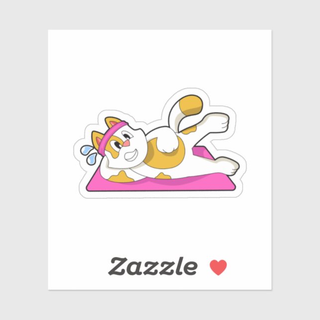 Sticker Cat at Yoga Exercice d'étirement (Feuille)