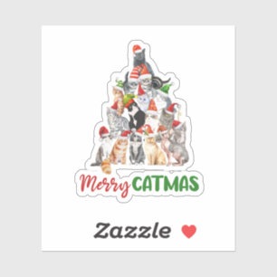 Sticker Cat Christmas Tree Amoureux des chats Noël Fêtes d