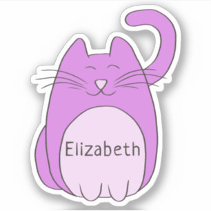 Sticker Cat de caricature cuite Ajouter un nom Contour pou