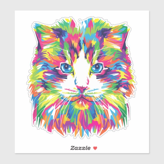 Sticker Cat Face géométrique Prismatic Design-32453 (Feuille)
