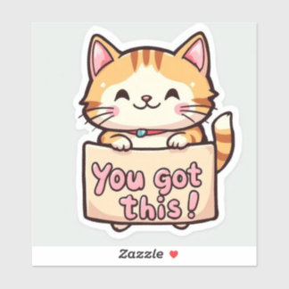 Sticker Cat Holding a Sign