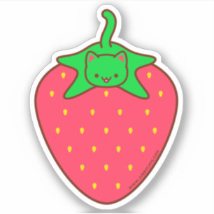 Sticker CAT Kawaii STRAWBERRY