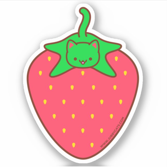 Sticker CAT Kawaii STRAWBERRY (Devant)