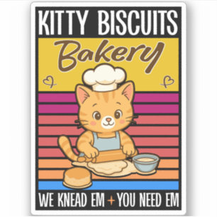Sticker Cat Kneading Baker Kitty Biscuits On Knead Em You