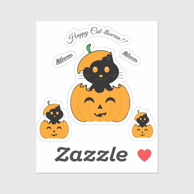 Sticker  Cat-lloween (Feuille)