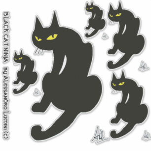 STICKER CAT NOIR DE NINJA
