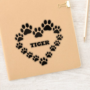 Sticker Cat personnalisé Empreinte de patte Coeur Vinyl Dé