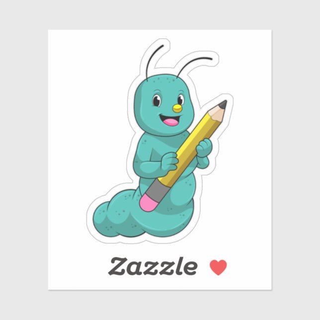 Sticker Caterpillar avec crayon (Feuille)