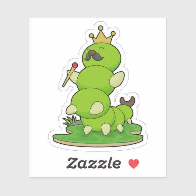Sticker Caterpillar en roi avec Couronne (Feuille)