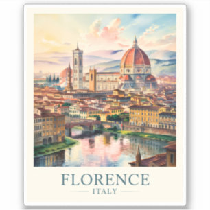 Sticker Cathédrale du Dôme de Florence Italie Aquarelle Vo