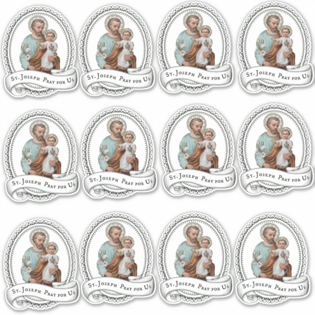 Sticker Catholique Saint-Joseph avec Enfant Jésus Religieu (Devant)