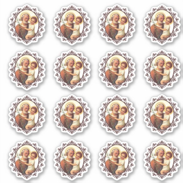 Sticker Catholique Saint Joseph Enfant Jésus Vinyle Religi (Devant)