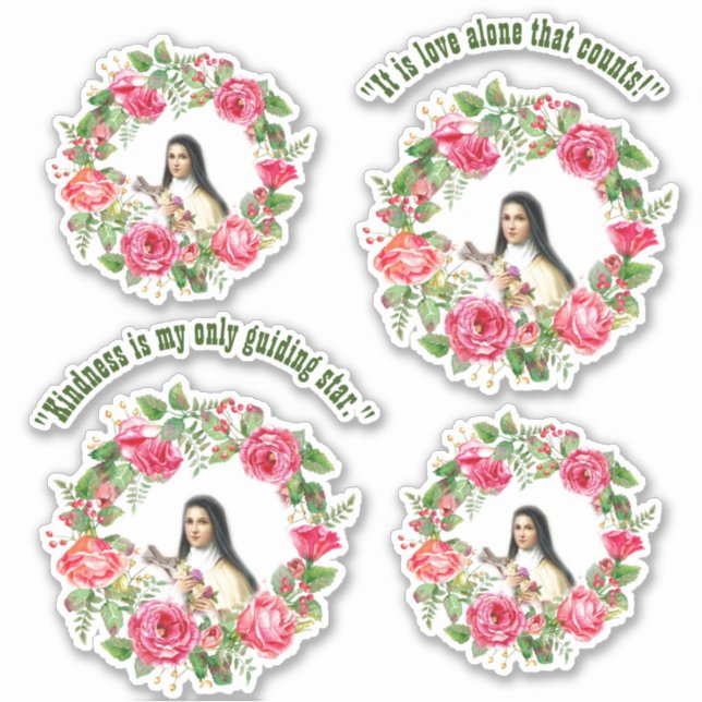 Sticker Catholique St Therese Citations Roses Roses Roses  (Devant)