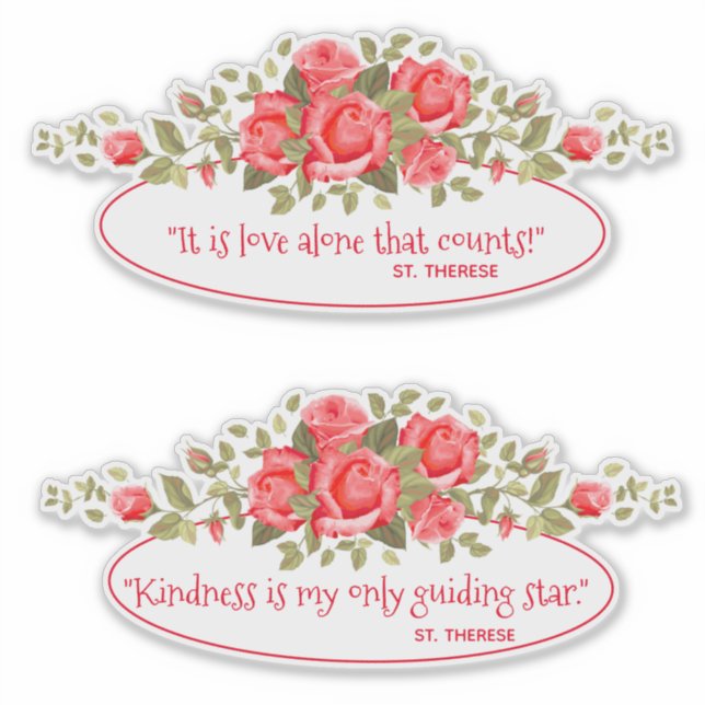 Sticker Catholique St Therese Citations Roses Roses Roses  (Devant)