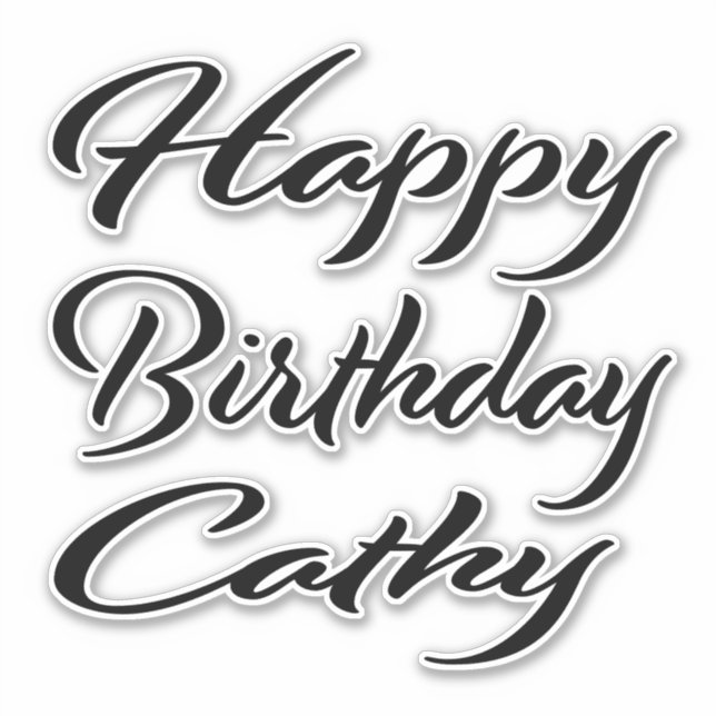 Sticker Cathy Nom Prénom Anniversaire de la Broderie noire (Devant)