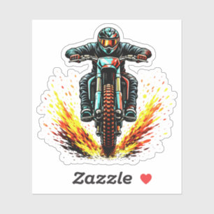 Sticker Cavalier de moto cross Dirt Bike avec une traînée