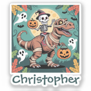 Sticker Cavalier Dino Squelette – Squelette sur T-Rex Momi