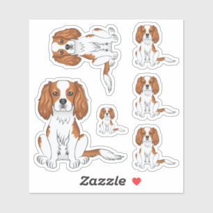 Sticker Cavalier King Charles Spaniel Blenheim Chien Assis