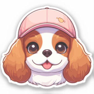 Sticker Cavalier roi charles tête avec casquette rose