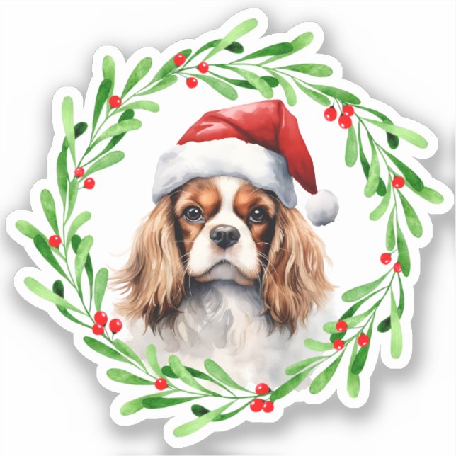 Sticker Cavalier roi espagnol Chien de Noël Vinyl (Recto)
