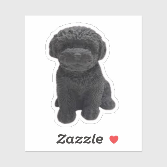 Sticker Cavapoo Cavoodle Cockerpoo Chien noir chiot (Feuille)