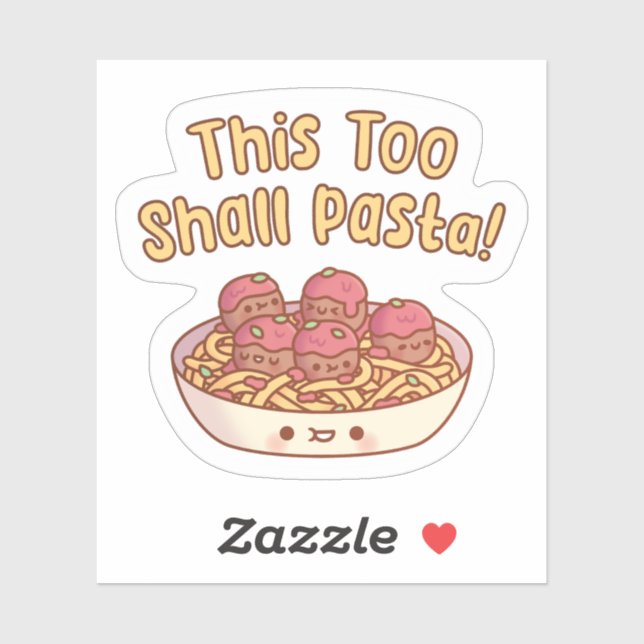 Sticker Ce Aussi Pasta Spaghetti Et Boulettes De Viandes (Feuille)