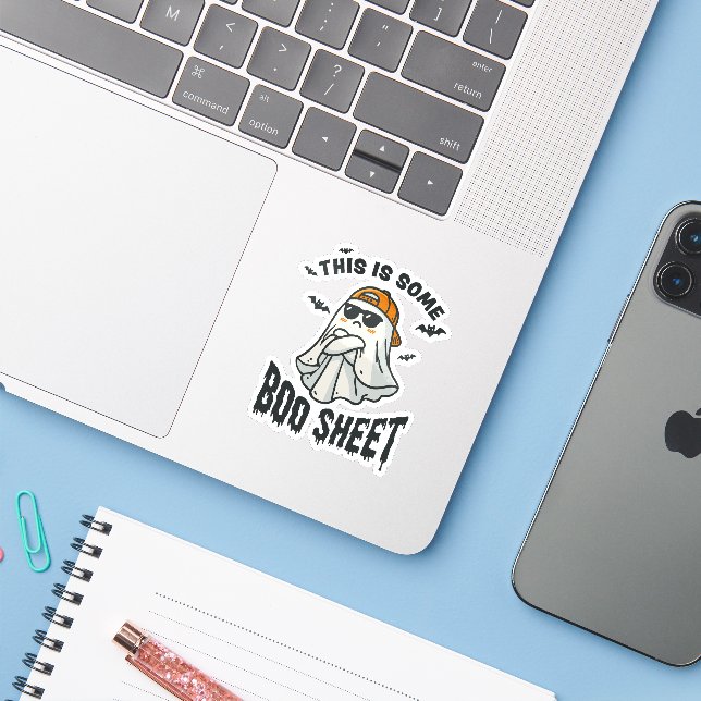 Sticker Ceci est une petite feuille de livre Halloween Fun (Ordinateur portable avec iPhone)