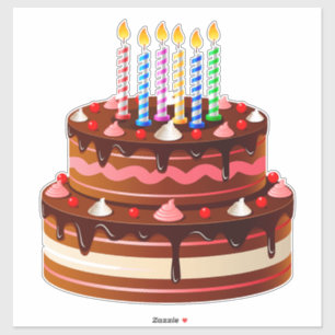 Sticker Célébration d'anniversaire avec un délicieux gâtea